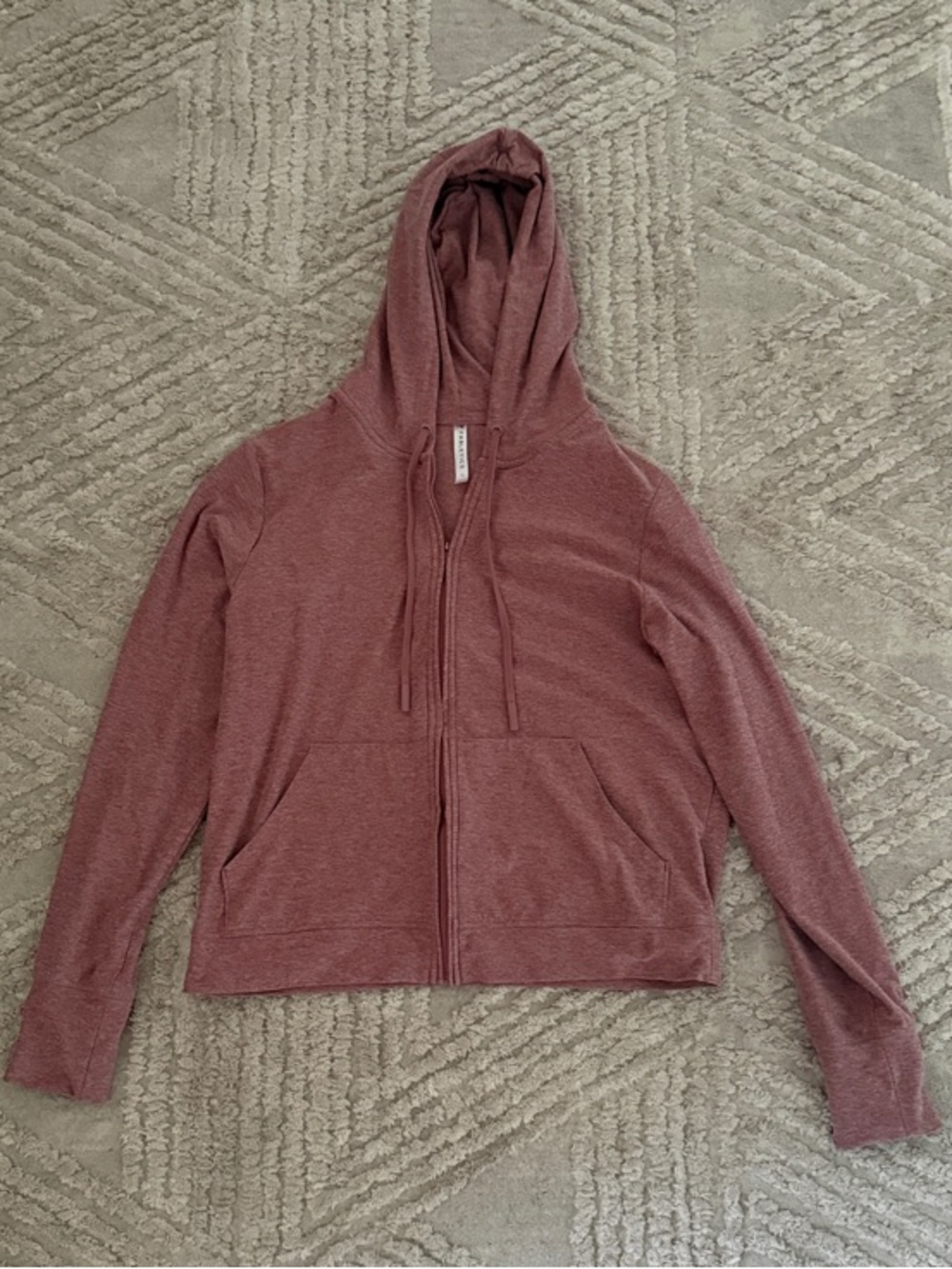 Fabletics Mauve Zip Hoodie with Hood and Pockets